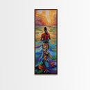 Woman Water, Sunset, Canvas Print, Bohemian Abstract Wall Art, Feminine Bedroom Decor, Sunset Painting, Vibrant Beach Vibes