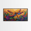 Dragonfly Garden, Sunset, Colorful Nature Canvas Print, Vibrant Insect Wall Decor, Boho Art Bedroom Accent, Summer Style