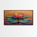 Lotus Lily, Pond, Zen, Canvas Print, Meditative floral wall art, zen home office decor, vibrant water lily boho art, yoga room painting