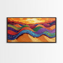 Desert Hills, Color Layers, Sunset Sky, Canvas Print, Boho Abstract Wall Art, Eclectic Bedroom Print, Vibrant Hallway Decor