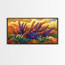 Lavender Bloom, Desert, Hillside, Framed Canvas Print Vibrant floral wall art, southwest boho style, Autumn art, hallway decor