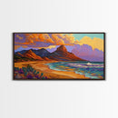 Mountain Desert, Beach, Sunset, Vibrant Desert Mountain Canvas Print, Colorful Southwest Wall Art, Living Room Fall Landscape