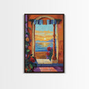 Doorway Sunset, Ocean, Romance, Canvas Print, Mediterranean seascape art, boho romantic wall decor, warm tones, Bedroom or Dining Room