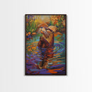 Whimsical Otter Art, Animal Lover Gift, Vibrant Nature Print, Wildlife Decor, Framed Canvas Print, Nursery Wall Art, playful artwork