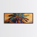 Tropical Palm Tree, Sunset Silhouette, Paradise Vibe, Framed Canvas Print, Beachy Living Room Wall Art, Island Boho Decor, Summer Style