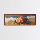 Sea Shell Flower, Ocean Breeze, Sunset Shoreline, Whimsical Beach Framed Canvas Print, Bathroom Wall Art, Tropical Coastal Art