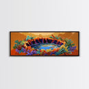 Autumn Oasis, Colorful Pond, Nature Fantasy, Framed Canvas Print, Fall Wall Art, Botanical Bedroom Decor, Vibrant Landscape Painting