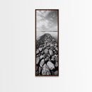 Rocky Jetty, Ocean Horizon, Black and White Seascape, Minimalist Nature, Canvas Print, Neutral Wall Decor, Office Wall Art, Hallway Decor
