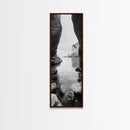 Cliff View, Hidden Bay, Ocean Serenity, Rock Formations, Canvas Print, Black and White Coastal Landscape, Entryway Art, Dining Wall Art