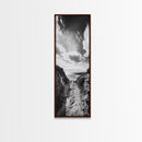 Cliffside Horizon, Beach Escape, Black and White Nature, Framed Canvas Print, Coastal Wall Art, Entryway Decor, Minimalist Aesthetic