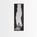 Lone Cowboy, Cliff View, Western Vibes, Silhouette Minimalist, Framed Canvas Print, Farmhouse Wall Art, Masculine Desert Decor