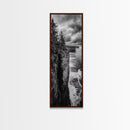 Cliff Coastline, Moody Ocean, Pine Trees, Dramatic Nature Scene, Canvas Print, Cabin Wall Art, Fall Coastal Photography, Rustic Decor
