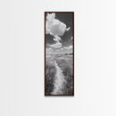 Countryside Trail View, Open Prairie Path, Farmhouse Nature, Framed Canvas Print, Entryway or Rustic Living Room Art, Beach House Decor