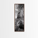 Seaside Cliffs, Coastal Rock, Rugged Beauty, Framed Canvas Print, Nature Wall Art, Rustic Beach Decor, Boho Vibe, Earthy Textures