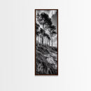 Windy Pines, Cliff Edge, Tree Silhouettes, Canvas Print, Moody Forest Photography, Rustic Cabin Wall Art, Autumn Living Room Decor