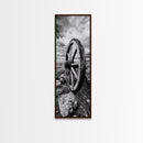 Prairie Wagon Wheel, Antique Rustic Wall Decor, Western Homestead Art, Barnhouse Style Print, Canvas Print, Fall Living Room Art