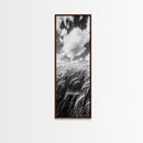 Wheat Field, Cloudy Sky, Rustic Landscape, Black and White Nature, Framed Canvas Print, Farmhouse Kitchen Wall Art, Fall Harvest Vibe