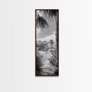 Desert Path, Palm Trees, Serene Escape, Tranquil Garden, Monochrome Landscape, Framed Canvas Print, Entryway Wall Art, Nature Minimal
