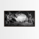 Ocean Cave Opening, Rugged Shoreline Exit, Dramatic Coastal Rock, Canvas Print, Entryway Wall Art, Moody Nautical Decor, Farmhouse Entryway