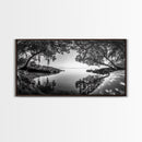 Tropical Shore Trees, Ocean Lagoon Stillness, Peaceful Island Cove, Canvas Print, Bathroom Wall Art, Minimalist Coastal Vibe, Cabin Decor