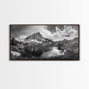 Alpine Lake, Rocky Mountain, Scenic Vista, Nature Reflection, Framed Canvas Print, Rustic Wall Art, Bedroom Wilderness Decor