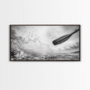 Water Splash Paddle, Adventure Photography, Kayaking Ocean Scene, Framed Canvas Print, Modern Bathroom or Coastal Wall Art