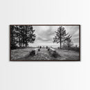 Coastal Graveyard, Moody Seascape, Quiet Reflection Scene, Framed Canvas Print, Gothic Office or Haunted Fall Wall Art Decor, Hallway Wall Art