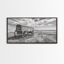 Prairie Wagon, Western Landscape, Old West Photography, Framed Canvas Print, Farmhouse Entryway or Rustic Fall Living Room Art