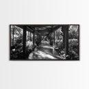 Serene Garden Pathway, Nature Tunnel Walk, Tropical Jungle Scene, Framed Canvas Print, Minimalist Art, Living Room Wall Decor