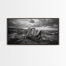 Abandoned Satchel, Coastal Mystery Art, Lost and Found Decor, Moody Beach Scene, Canvas Print, Study Wall Art, Nautical Rustic Aesthetic