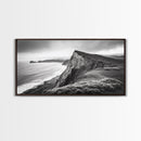 Cliffside Shoreline, Coastal Landscape Art, Ocean Horizon Scene, Canvas Print, Living Room Wall Art, Modern Seaside Minimalist Decor