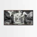 Ocean Pier, Seaside Dock, Crashing Waves, Canvas Print, Dramatic Coastal Wall Art, Black And White Decor, Bathroom Or Hallway Photography