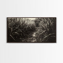 Grassy Trail Path, Earthy Nature Print, Rustic Outdoor Landscape, Wilderness Home Decor, Autumn Hallway Art, Framed Canvas Print