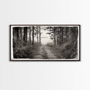 Forest Path, Island View, Vintage Border, Nature Trail, Canvas Print, Sepia Landscape Art, Entryway Wall Art, Woodland Photography Style