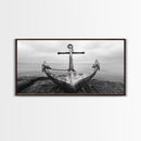 Nautical Anchor Art, Coastal Photography, Rustic Beach Decor, Framed Canvas Print, Bathroom or Lake House Wall Art, Minimal Style