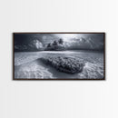Coral Island, Tropical Ocean, Underwater Reef, Clear Sea, Framed Canvas Print, Beach House Art, Coastal Living Room Decor, Office Wall Decor