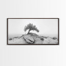 Solitary Tree, Minimalist Nature, Desert Landscape, Canvas Print, Modern Home Decor, Neutral Wall Art, Entryway Accent, Calm Mood Art