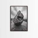 Sea Orb Rock, Coastal Texture, Ocean Shell Art, Framed Canvas Print, Beach House Wall Decor, Abstract Nature, Nautical Art Piece