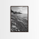 Pebble Beach, Tranquil Coastline, Coastal Stones, Sunrise Shore, Canvas Print, Bathroom Wall Art, Ocean Photography, Beach House Decor