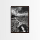 Nautical Rope Knot, Coastal Texture, Ocean Breeze, Framed Canvas Print, Beach House Wall Art, Rustic Nautical Decor, Minimalist Style