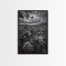 Moss Covered Lava, Iceland Landscape, Moody Nature Scene, Framed Canvas Print, Fall Rustic Decor, Earth Tone Wall Art