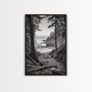 orest Cove, Ocean View, Pacific Trail, Framed Canvas Print, Coastal Nature Wall Art, Entryway Decor, Earthy Minimalist Photography