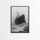 Haunted Ship, Foggy Sea, Maritime Ghost, Canvas Print, Nautical Wall Art, Pirate Ship Aesthetic, Halloween or Fall Home Decor