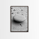 Smooth Beach Stone, Minimalist Sand Texture, Natural Balance, Canvas Print, Spa Room Wall Art, Calm Earthy Interior Style