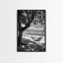 Hammock Relaxation, Beach Shade, Seaside Breeze, Canvas Print, Boho Bedroom Wall Art, Coastal Calm Tropical Home Decor