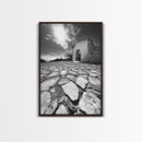 Desert Archway, Stone Ruins, Sunny Sky, Canvas Print, Rustic Travel Wall Art, Mediterranean Decor, Minimalist Earthy Aesthetic