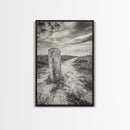 Hiking Marker, Trail Symbol, Windswept Grass, Framed Canvas Print, Outdoor Adventure Wall Art, Nature Lover Gift, Cabin Decor