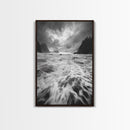 Wild Ocean Waves, Moody Coastline, Stormy Seascape, Nature Photography, Canvas Print, Coastal Wall Art, Bathroom Art, Modern Nature Decor