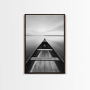 Canoe, Lake, Calm, Horizon - Minimalist lake paddle scene, Framed Canvas Print, peaceful home office art, Scandinavian decor, wilderness print