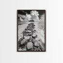 Island Cloud Escape, Ocean Path Scene, Tropical Seascape, Canvas Print, Coastal Beach House Art, Summer Island Vibes Wall Art